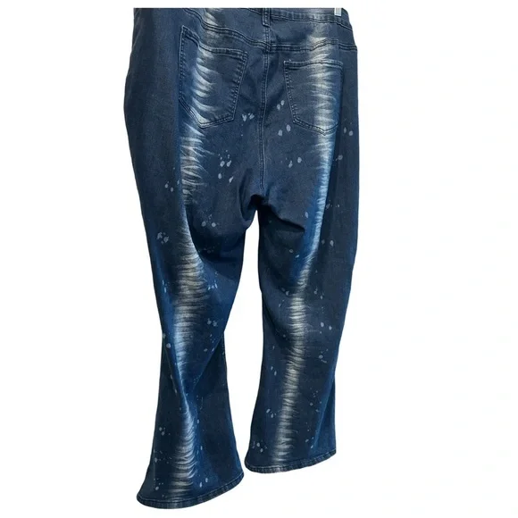 Nolita Hydraulic mid rise blue denim Jeans with Splatter size 24W Y2K - Picture 3 of 10